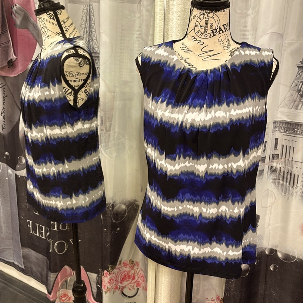 Calvin Klein Striped Sleeveless Blouse